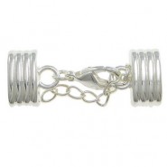 Metal Endkap set 12x6mm with extension chain and lobster clasp Silver